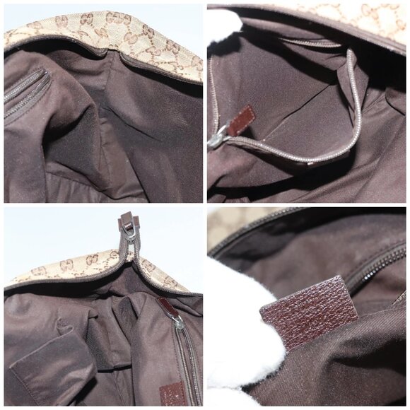 GUCCI GG Canvas Web Sherry Line Tote Bag Beige Green Red - Picture 15 of 16